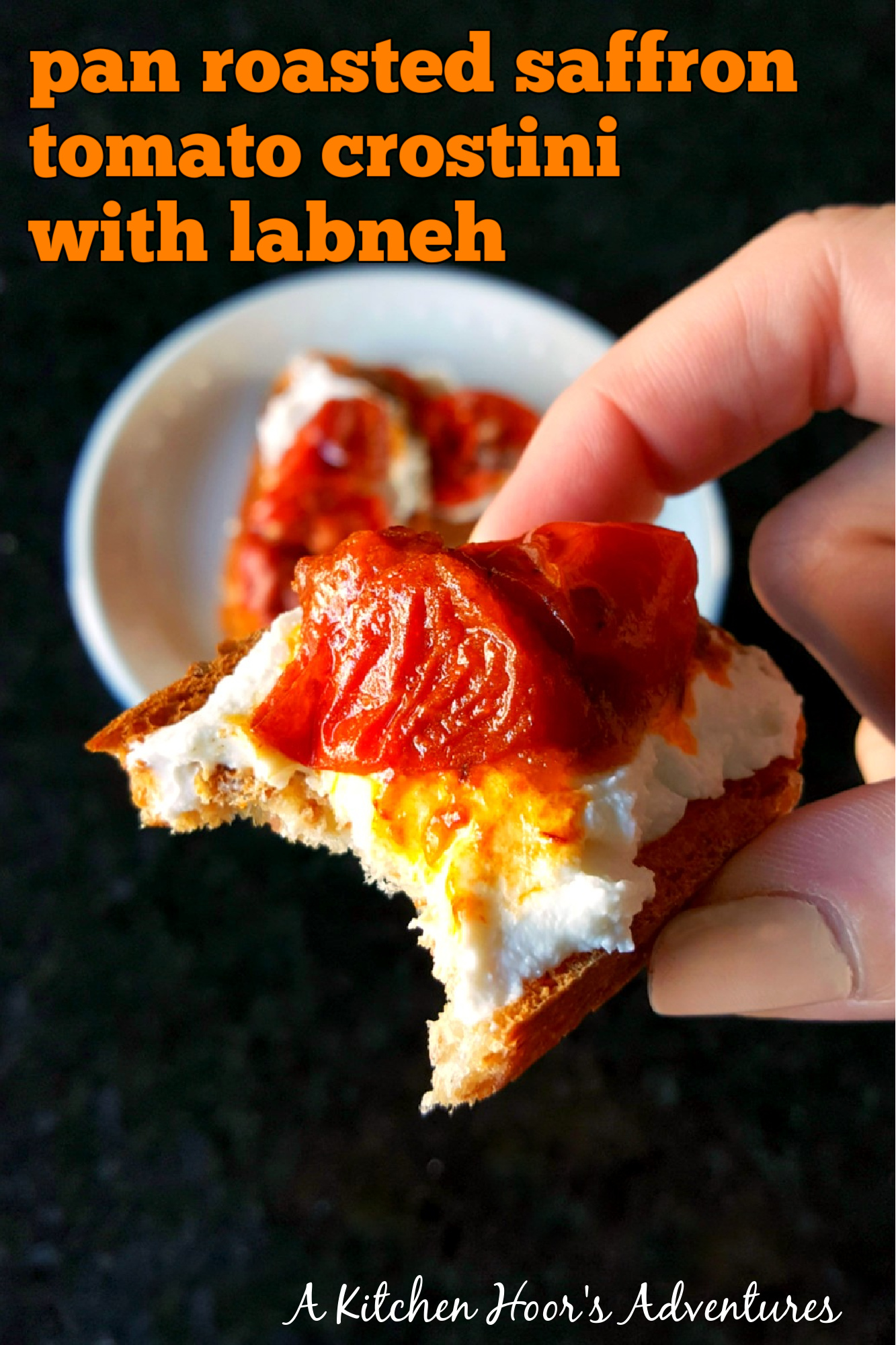 Craving a taste of the Mediterranean? Try these Pan Roasted Saffron Tomato Crostini with Labneh for a burst of fresh flavors and creamy goodness. #labneh #appetizer #crostini #tomatochutney #SaffronTomatoCrostini #LabnehLove #FoodieFaves #MediterraneanEats #EasyAppetizers