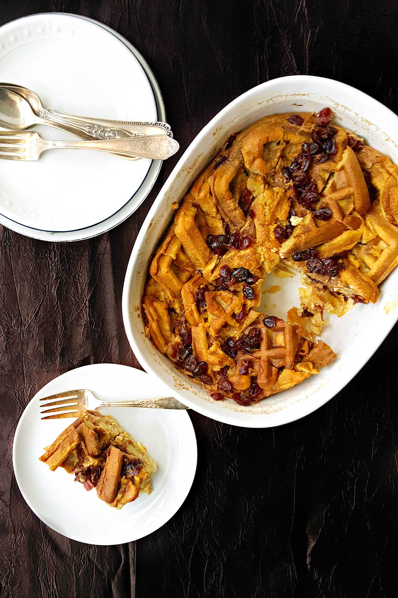 Indulge in the ultimate comfort dessert with our Orange Craisin Waffle Bread Pudding. Each bite is like a warm hug for your taste buds.  #holidaytreat #easyrecipe #CranberryCravings #BreakfastDessert #HolidaySweets #BakerySpecialties #BreadPuddingDelights #DessertObsession #BreadPuddingLove #SweetToothSatisfied #WafflePuddingPerfection #CraisinCraze #BreadPuddingHeaven #dessertupgrade #treatyourself #wafflecrush
